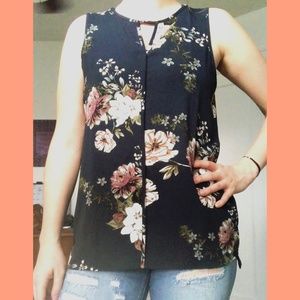 Adorable Navy Floral Tank Tunic